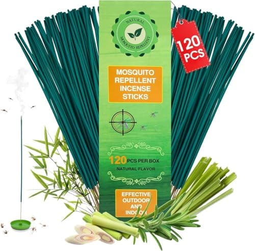 120 Pcs Citronella Oil Mosquito Incense Sticks Natural Mosquito Repellent Outdoor Patio PlantBased Bug Repellent for Patio Camping Essentials Fishing Backyard Travel Mosquito Control
