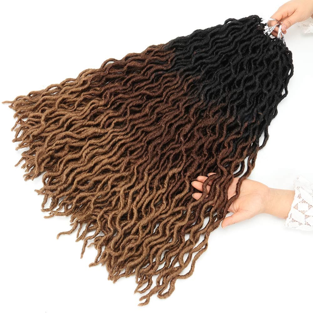 Eliza 24 Inch Wavy Gypsy Locs Ombre Crochet Hair 7 Packs Goddess Locs Faux Locs Crochet hair African Roots Dreadlocs Synthetic Braiding Hair Extensions for Black Women247PacksOM3T99J530