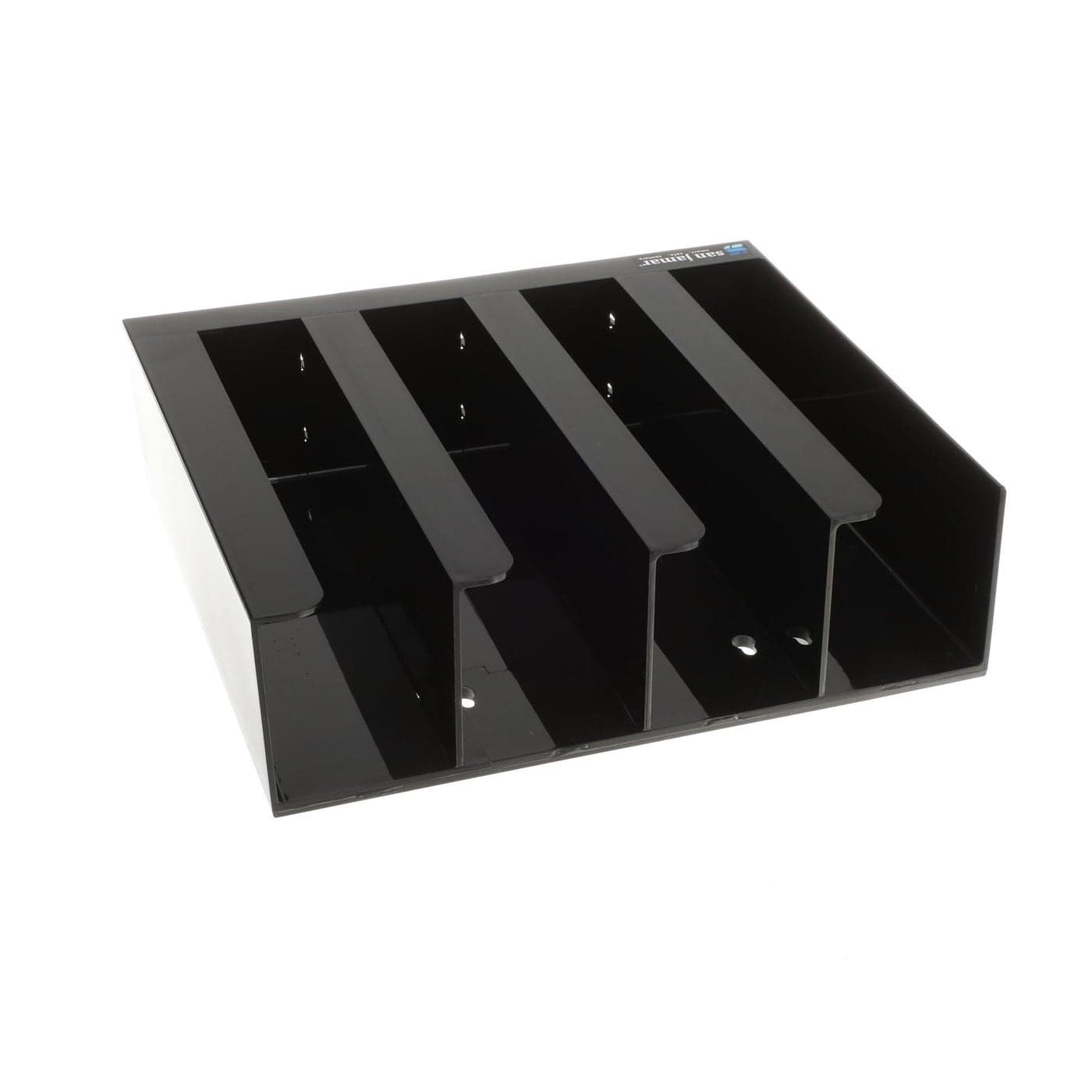San Jamar Portion Cup and Lid Organizer Fits 2 Cups and Lids with Removable Dividers for Kitchen Restaurant and Fast Food Plastic 10 x 115 x 325 Inches Black