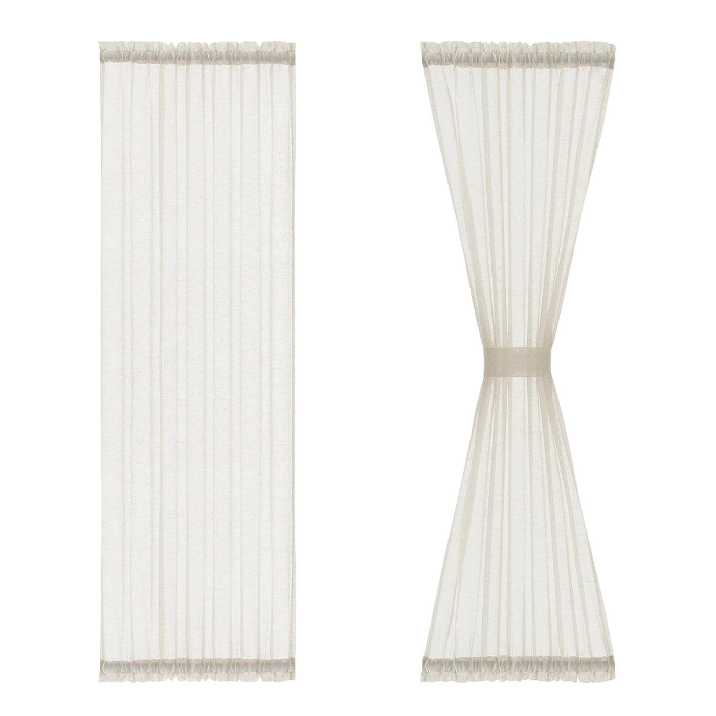FMFUNCTEX Linen Sidelight French Door Curtains 72 Inches Long Flax Linen Sheer Panels Privacy Side Curtains Including Tiebacks for Sliding Glass Door Patio Door Windows Natural 2 Panels