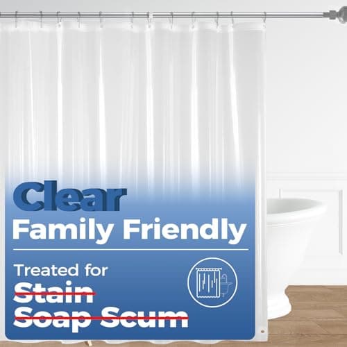 downluxe Set of 3 Waterproof Clear Shower Curtain Liner PEVA Lightweight Plastic Shower Liner with 3 Magnets Shower Curtains for Bathroom 72 x 72 Clear