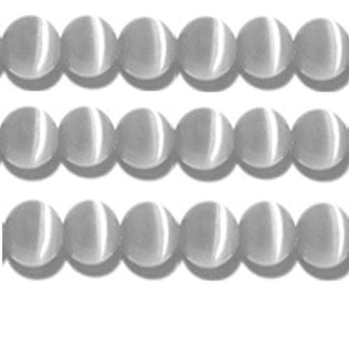 10mm, 8mm & 6mm Cat's Eye Bead Strands Grade A Fiber Optic, 32 Colors to Choose from (8mm, Grey)