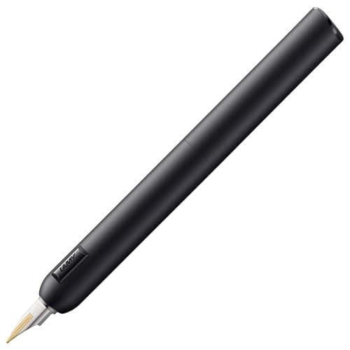 Lamy dialog cc all black capless fountain pen with twist mechanism 14 kt bicolor gold nib partially platinumplated in size F incl ink cartridge T 10 blue converter Z 27 righthanded