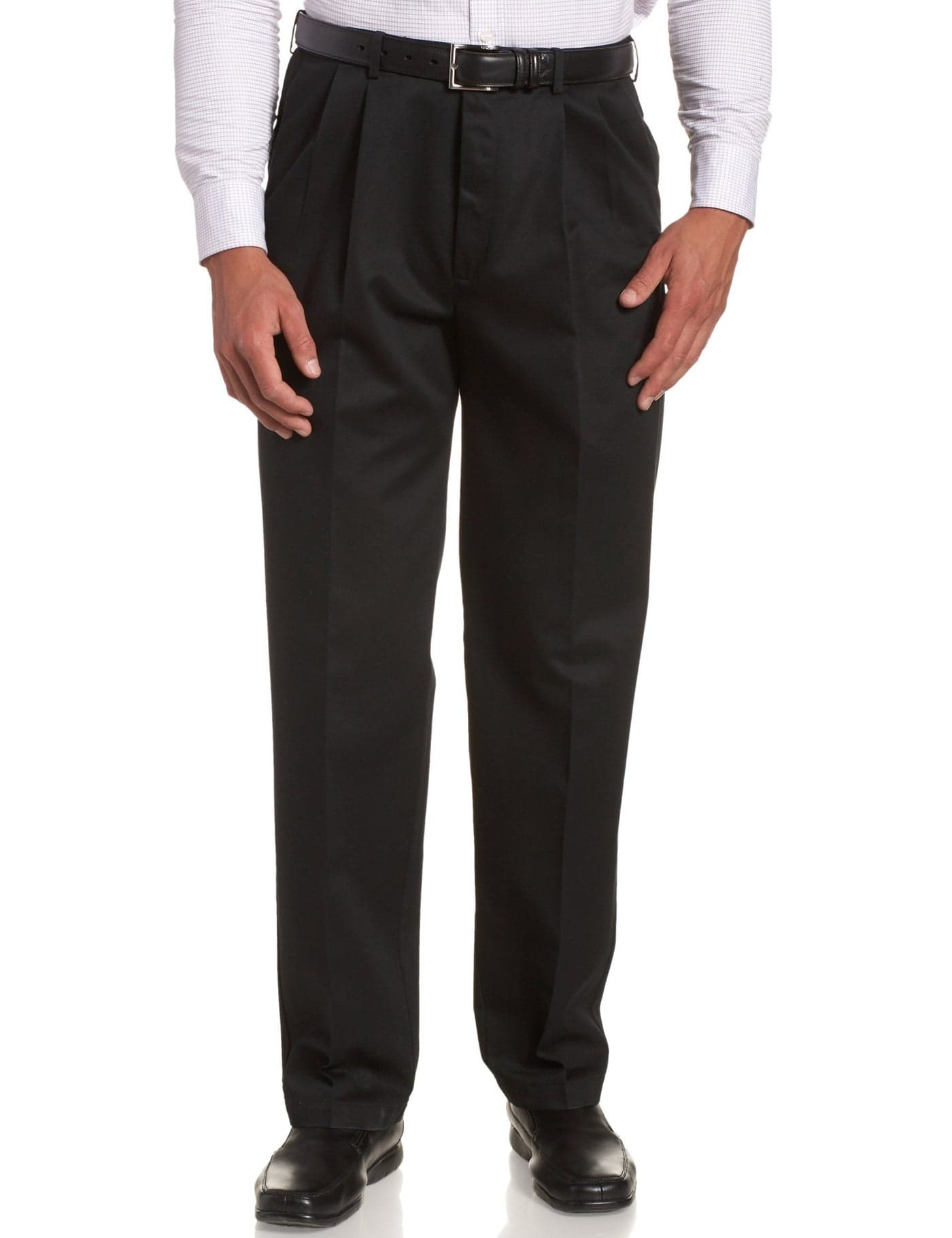 Haggar mens Work to Weekend No Iron Twill Pleat Front - Regular and Big & Tall Sizes dress pants, Black, 38W x 34L US
