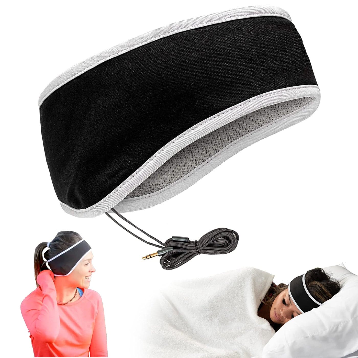 CozyPhones Sleep Headphones - Over Ear Headphones from Ultra Thin Cool Mesh Wired for Side Sleepers, Meditation, Running, Laptop, and Phone - White