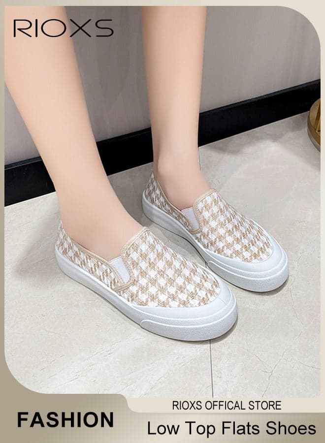 Women's Slip on Shoes, Casual Low Top Sneakers, Fashionable Canvas Flats, Breathable Non-slip Shoes, Easy to Paired with Casual Clothes, Jeans or Skirts, Ladies Athlesiure Shoes