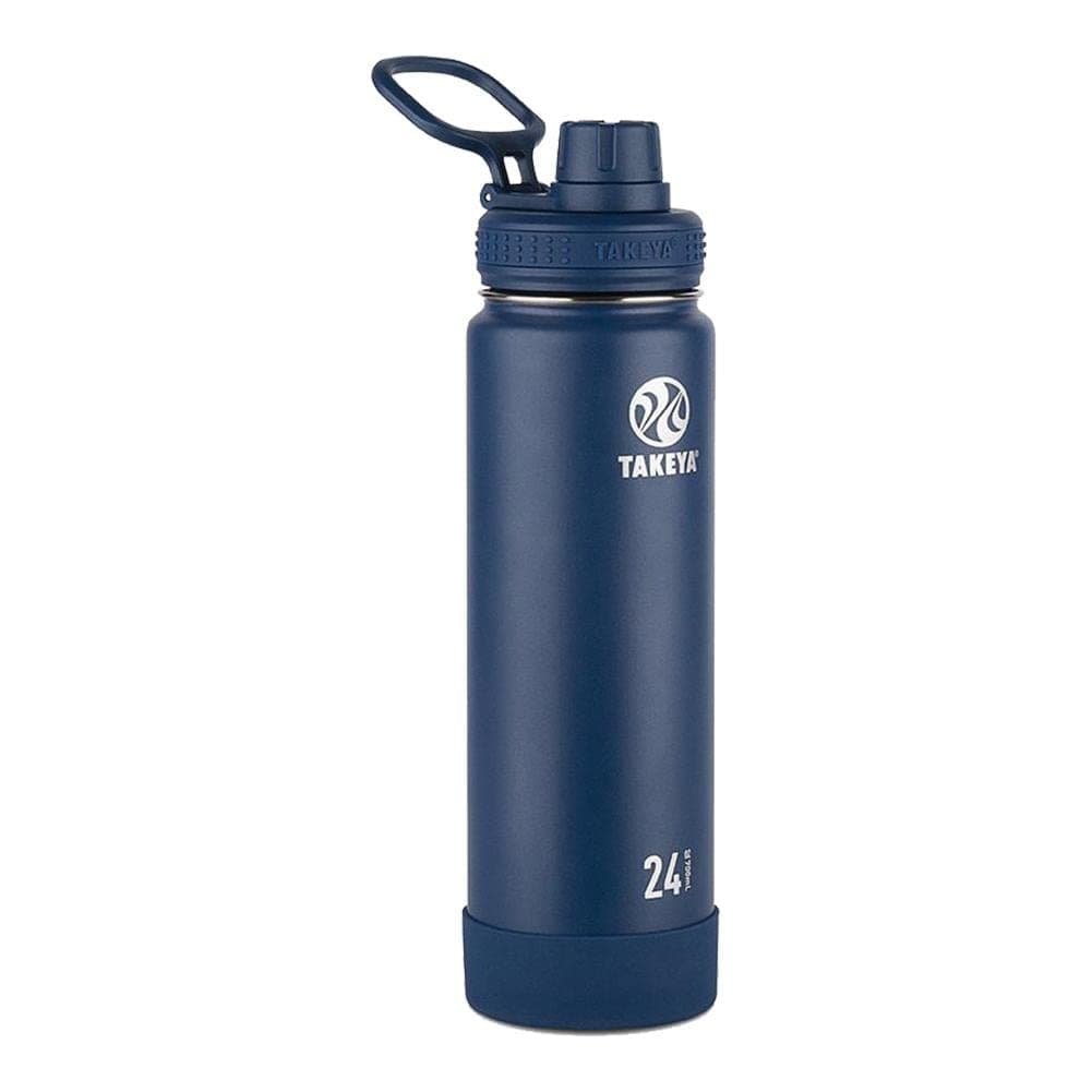 Takeya Actives 24 oz Vacuum Insulated Stainless Steel Water Bottle with Spout Lid, Premium Quality, Midnight Blue