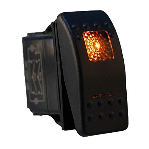 Amarine Made 12v 20 Amp Waterproof On-Off-On 2 Position Boat Marine DPDT 7 Pin Rocker Switch with 2 Led Lamps (Orange)
