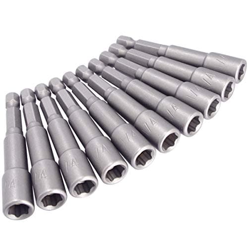 Wolfride 10Pcs Power Nut Driver Set Magnetic 1/4'' Hex Socket Set Quick Change Adapter Socket
