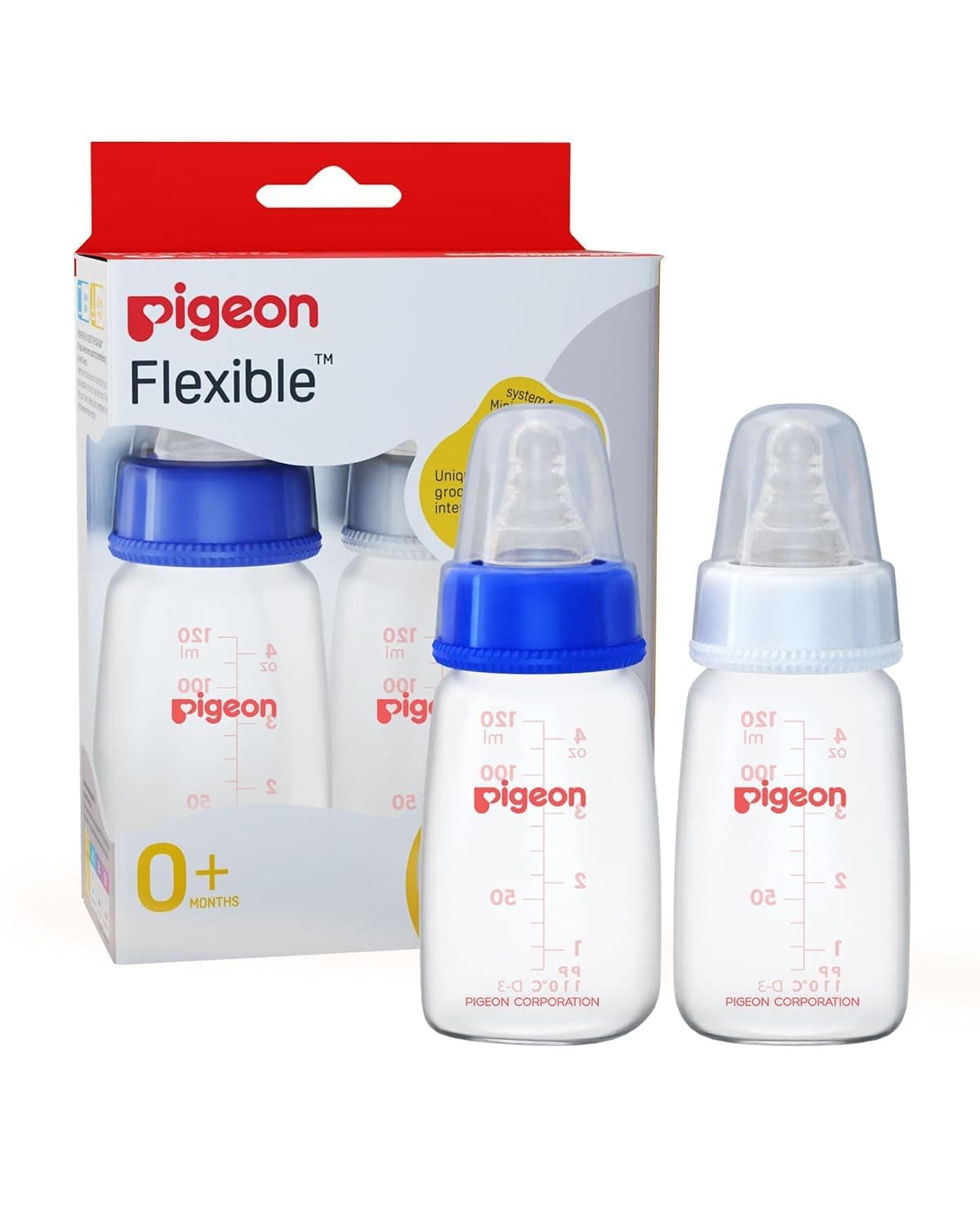 Pigeon Peristaltic Nursing Bottle Twin Pack KPP 120ml Pink & White Nipple S | Bottle Set | Natural Feeding Bottle for Baby | BPA Free | Baby Bottles for Milk