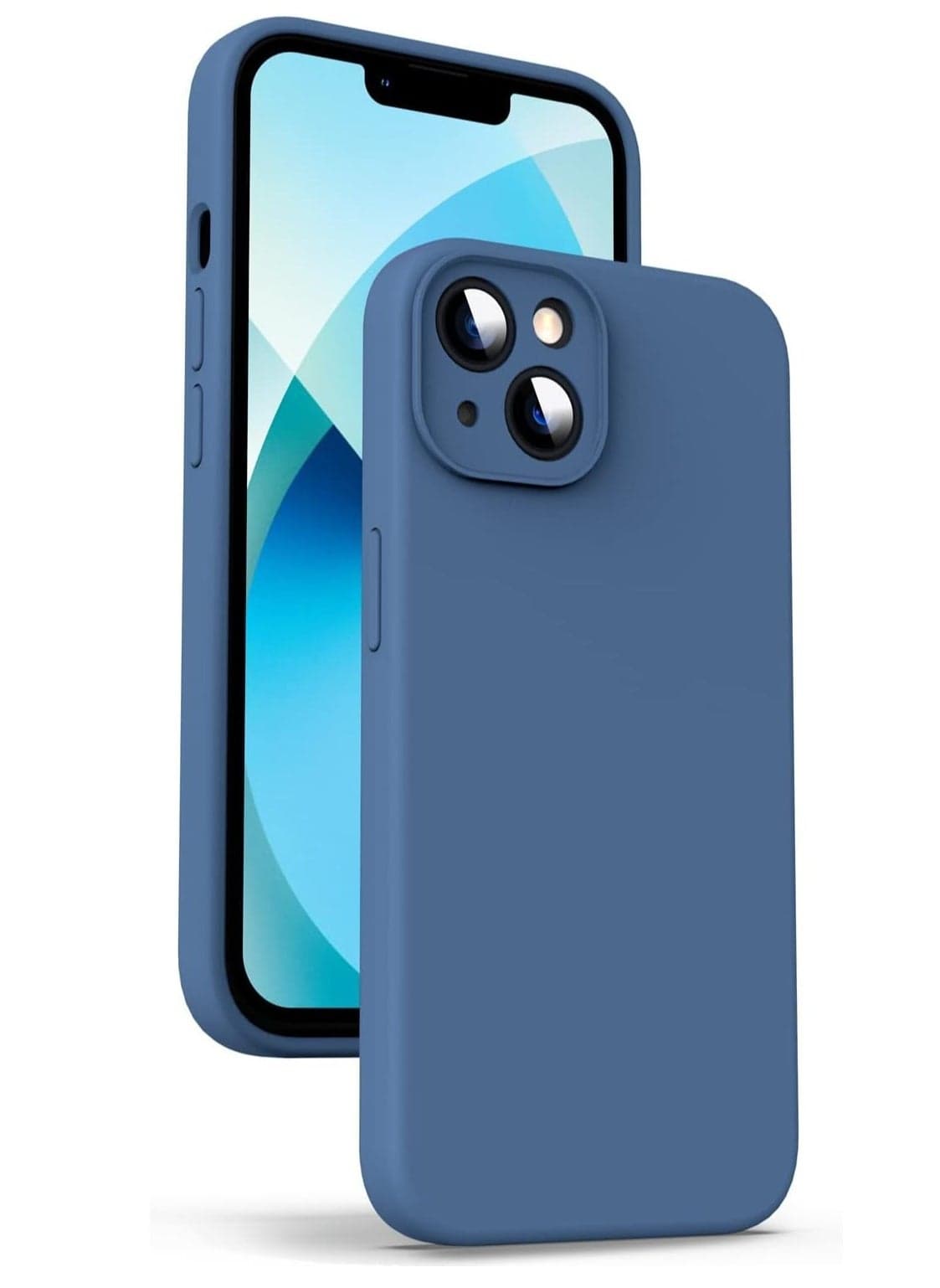 Liquid Silicone Protective Case for iPhone 13 - Blue, Camera Protection, Anti-Fingerprint, Built-In Microfiber Lining, Designed for 6.1" iPhone 13