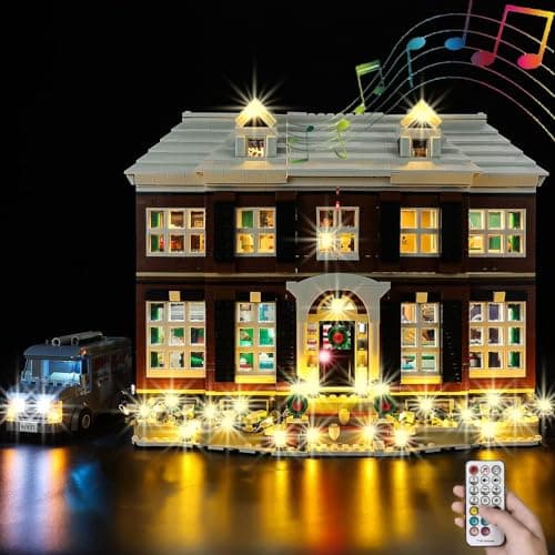 Kyglaring LED Light Kit Compatible with Lego Home Alone 21330 Building Blocks Upgraded Original Movie Sound Remote Control Lighting Accessories for Lego 21330 Model Set Lights Only