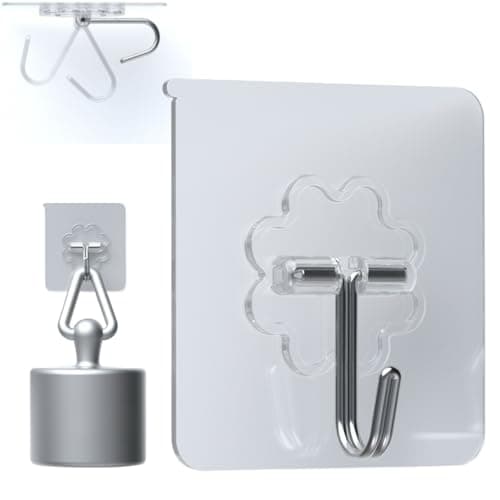 DDMY 36 Pack Heavy Duty Hooks Self Adhesive Large Hooks for Hanging,Wall Transparent Reusable Waterproof Hook for Kitchen Curtain Towel Hook for Bathrooms Coat Hook for Walls No Damage