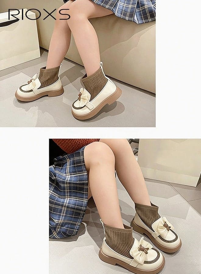 Girls' Loafers, Bow-Detail Flat Loafers, Fashion Ankle Boots for Girls, Round-Toe Closed-Front, Glossy Leather Shoes, Stylish Slip-Ons Booties, Low-Heel Dress Shoes for School Uniform, Party Wedding Dessy Shoes, Everyday Casual Loafers, Girls Footweer (Toddler/ Little Kids)