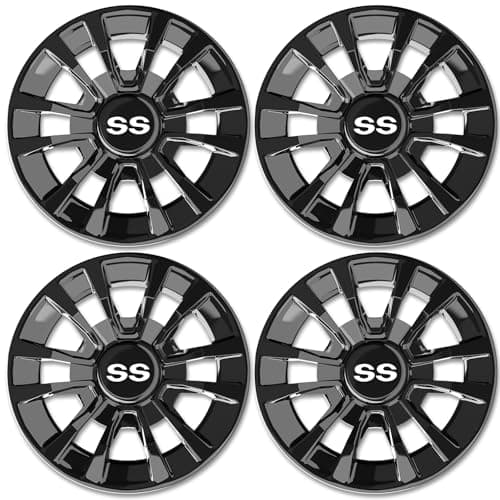 ENEKERP Golf Cart SS Wheel Covers Hub Caps, Golf Cart 8 Inch Wheel Hubcaps for Club Car EZGO Yamaha and Most Golf Carts (Except RXV), 6-Spoke Design, Set of 4 Golf Cart Black Hubcaps Wheel Covers