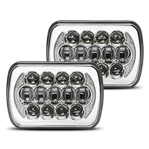 LX-LIGHT 5''X7'' 7''X6'' 105W Rectangular LED Headlights Compatible with Jeep Wrangler YJ XJ MJ Cherokee Old Japan Cars H6054 H5054 H6054LL 69822 6052 6053 with DRL (Silver)