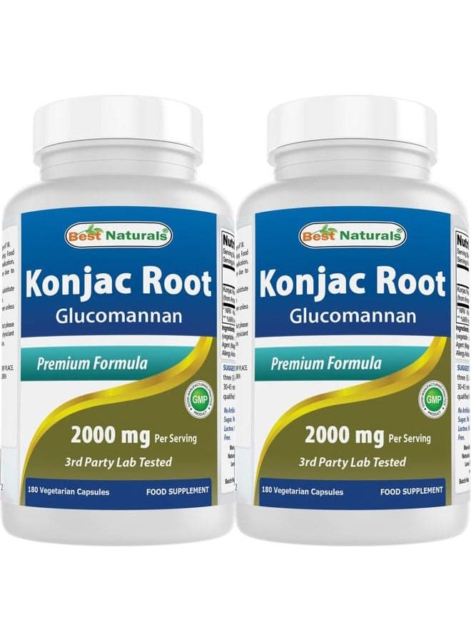 2 Pack Konjac Glucomannan Root 2000 mg per Serving - 180 Vegetarian Capsules