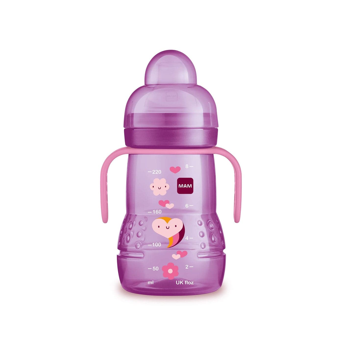 MAM Trainer Sippy Cup for Toddlers 13 8 oz Transition Drinking Cup with ExtraSoft Spout SpillFree Nipple and NonSlip Handles for Girls 4 Months 1 Count