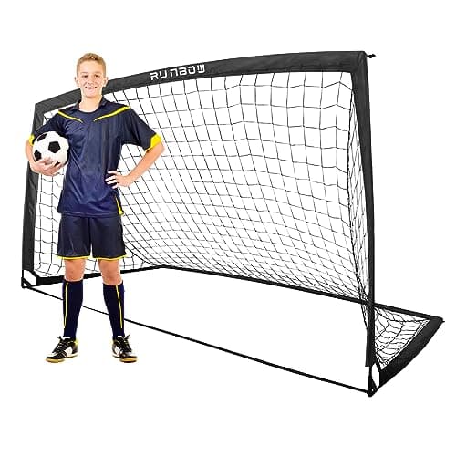 RUNBOW 9x5 ft Portable Kids Soccer Goal for Backyard Adult Junior Large Practice Soccer Net with Carry Bag 9x5FT 1 Pack Black