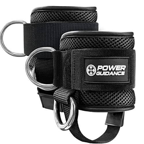POWER GUIDANCE Ankle Strap for Cable Machine Professional Kickback Ankle Strap for Glute Workouts, Leg Extensions - Adjustable Strap with D-rings