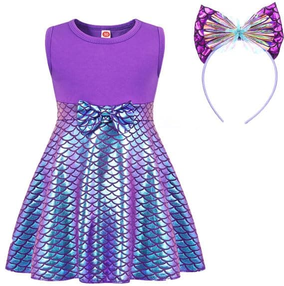 HenzWorld Little Girls Mermaid Dress up Costume Princess Birthday Party Cosplay Outfits Sleeveless Blouse Playwear Kids 4T
