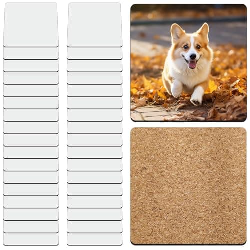 36 Pcs Sublimation Square Coaster Blanks Bulk with Cork Back MDF Heat Transfer Wood Cork Coasters Product Blank Iteam 386x386 Inch