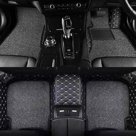SINEX Premium 7D car mat Full Set Kia Carens 7-Seater (Model : 2022-2024) |Luxury Leather Double Car Floor Mat Complete Set | 100% Waterproof and Washable | Color : Black