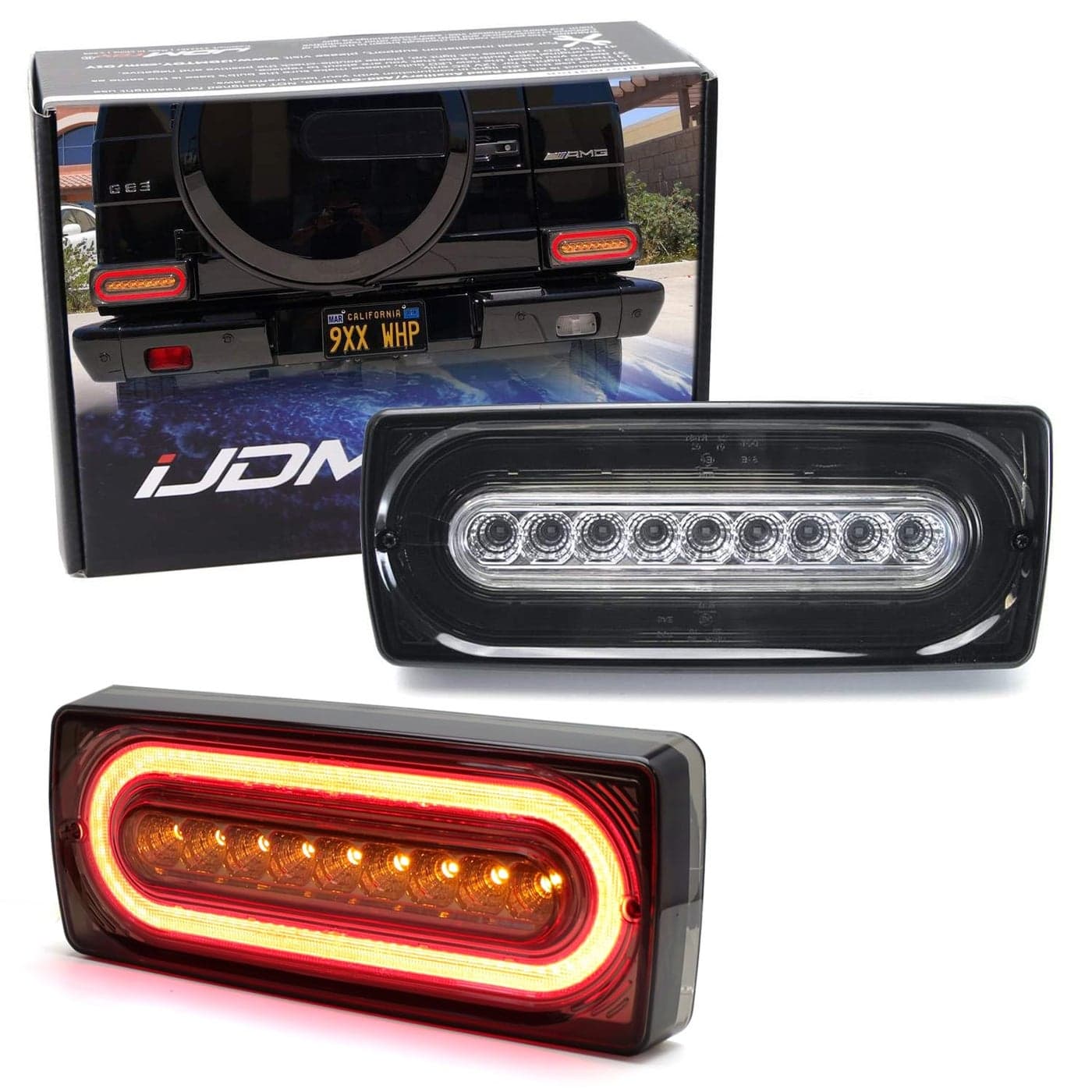 iJDMTOY Smoked Lens Laser Style Full LED Turn Signal Light Tail Lamps Compatible With 199918 Mercedes W463 GClass G500 G550 G55 G63 AMG 2019 G Design