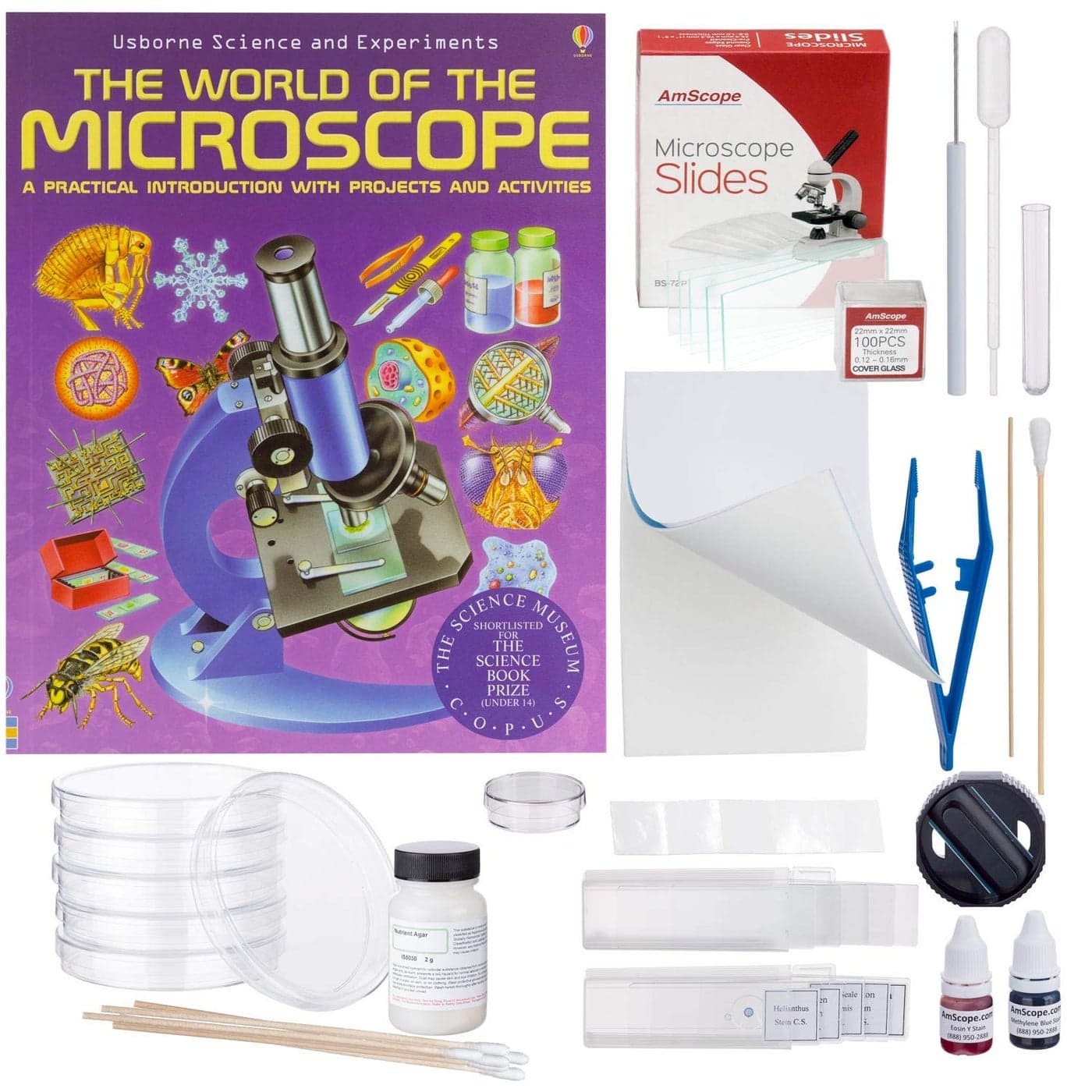 AmScope Compound Microscope Accessory and Book Kit Preparation and Culturing AKMSP02