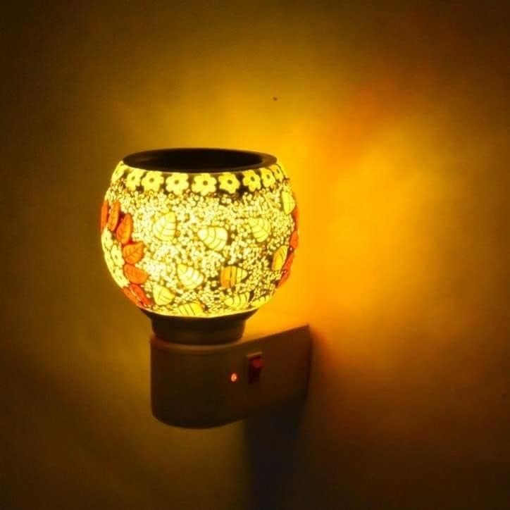 DS ENTERPRISE Ceramic Kapur Dani Electrical Camphor DiffuserHome Fragrance Aroma Glass Kapoor Dani Essential Oil Diffuser Burner Night Lamp2057multivv