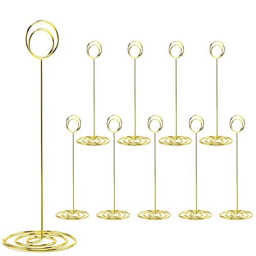 10Pcs Place Card Holder, Table Number Holders, Wire Picture Holder, Table Card Holders Stand, Photo Holder for Centerpieces, Wedding Reception, Party, Birthday (Gold)