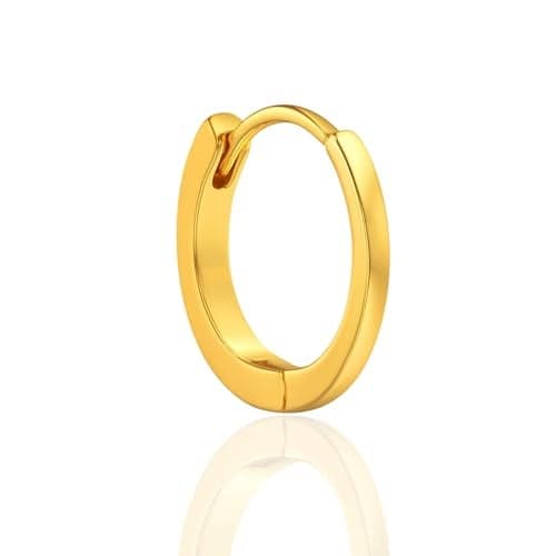 VAMA FASHIONS 18K Gold Plated Plain Round Piercing Septum Nose Ring Anti Tarnish with Clip On Lightweight Comfortable Trendy Jewelry for Women & Girls