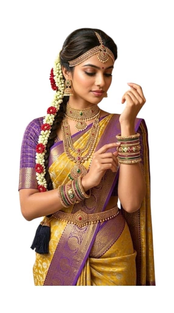 VFCollections Women's Kanchipuram Silk Pure Pattu Sarees With Blouse (112) (VFC250-1)