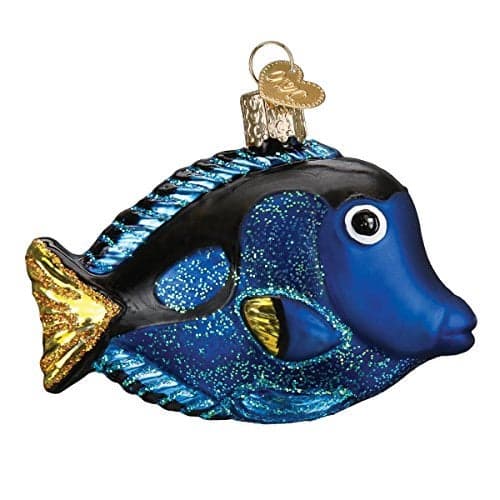 Old World Christmas Fish Collection Glass Blown Ornaments for Christmas Tree Pacific Blue Tang