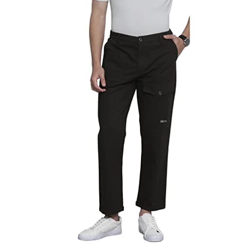 The Indian Garage Co Men Relaxed Fit Solid Mid-Rise Trousers Black