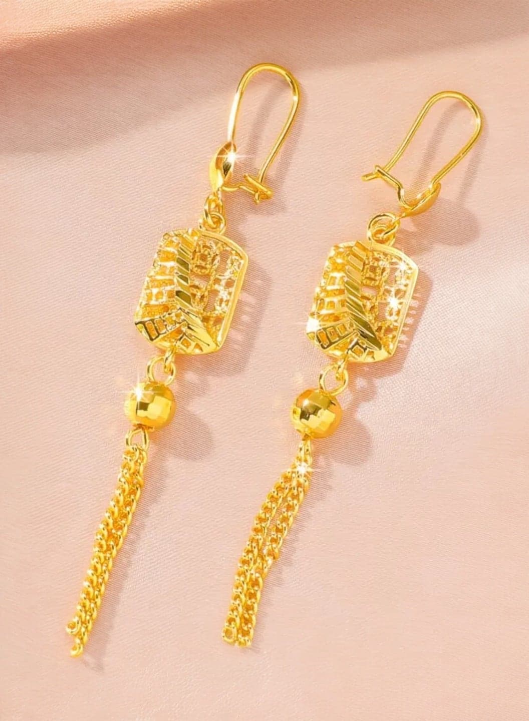 Elegant 21k Gold Plated Drop Earrings For Women