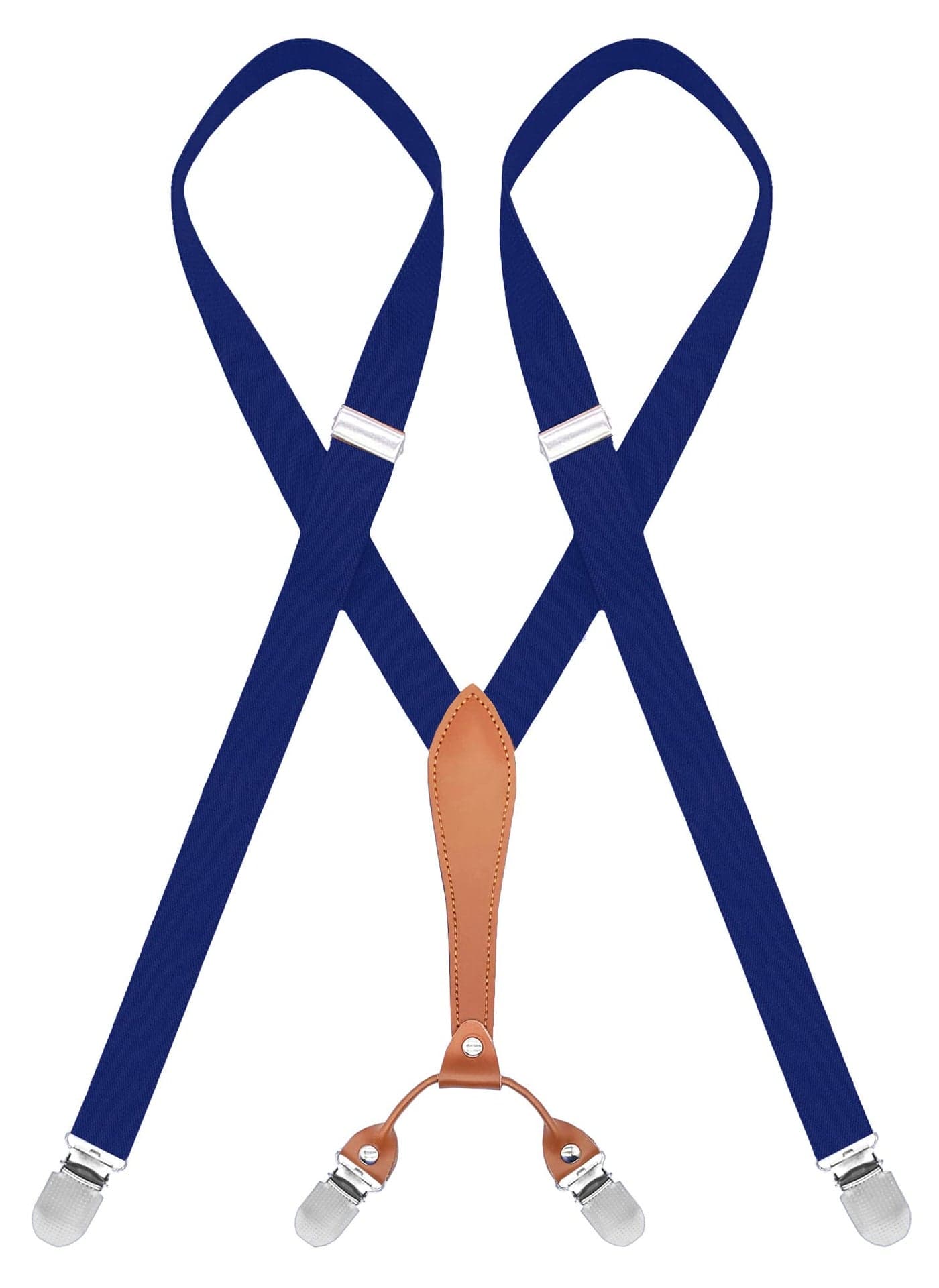 AYOSUSH Adjustable Suspenders for Women Navy Blue with 4 Metal Clips Skinny Thin
