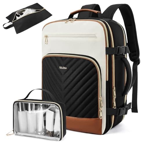 Telena Travel Backpack for Women 156 inch Laptop Backpack TSA Carry on Backpack Personal Item Size Flight Approved Travel Bag Daypack with MultiPockets for Work Travel Business BlackBeigeBrown