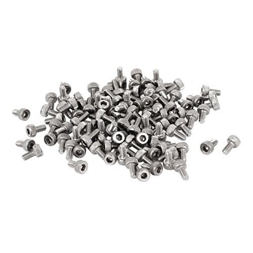 uxcell® M2x4mm Thread Hex Key Socket Head Knurl Cap Screws Bolts 100pcs
