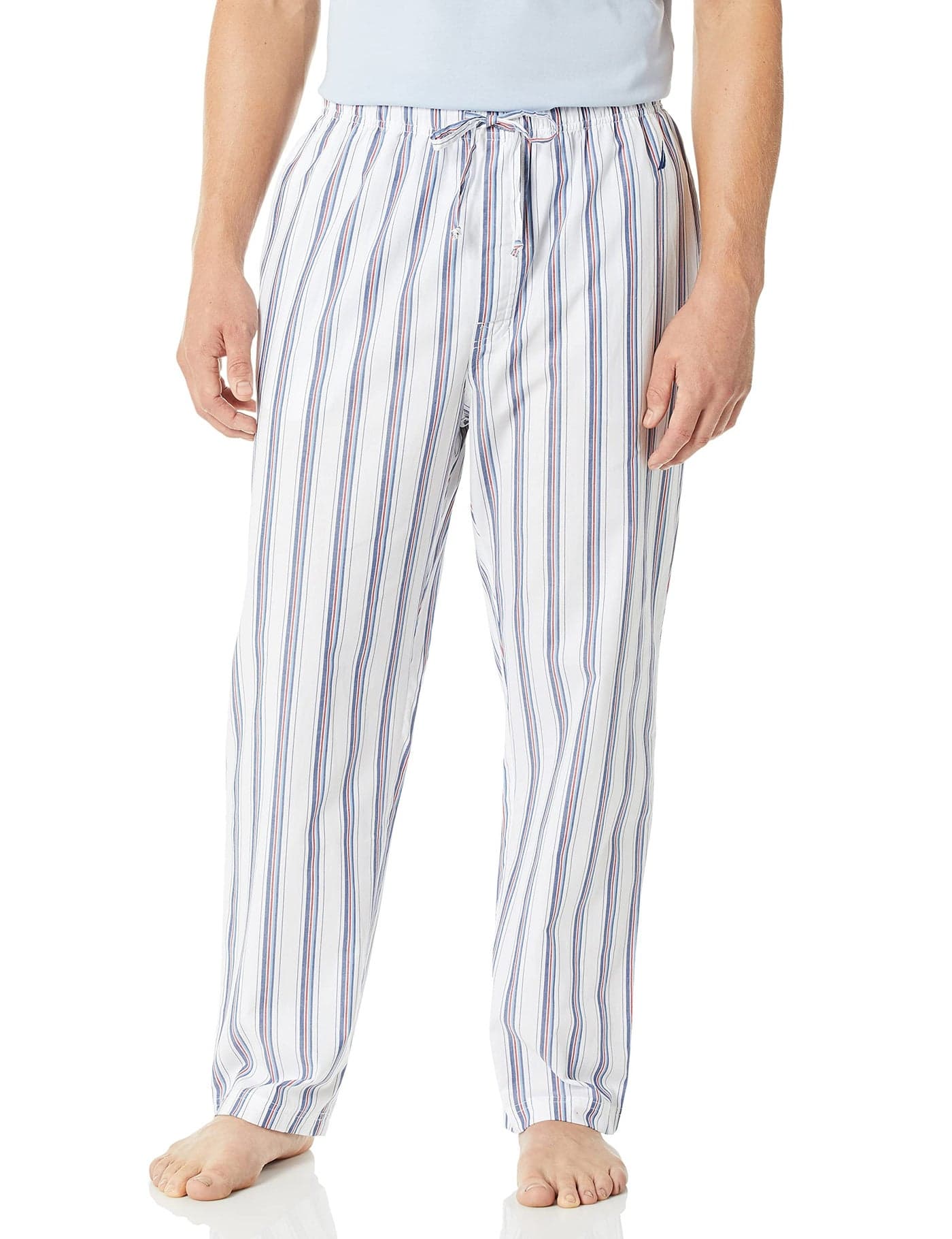 Nautica Men's Soft Woven 100% Cotton Elastic Waistband Sleep Pajama Pant, Bright White, X-Large