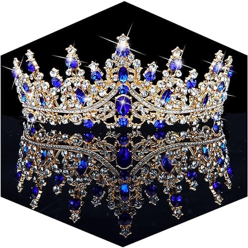 TOBATOBA Crystal Wedding Tiara for Women Crown for Women Royal Queen Crown Headband Metal Princess Tiara for Bride Quinceanera Headpieces for Birthday Prom Pageant Halloween Costume Cosplay, Blue