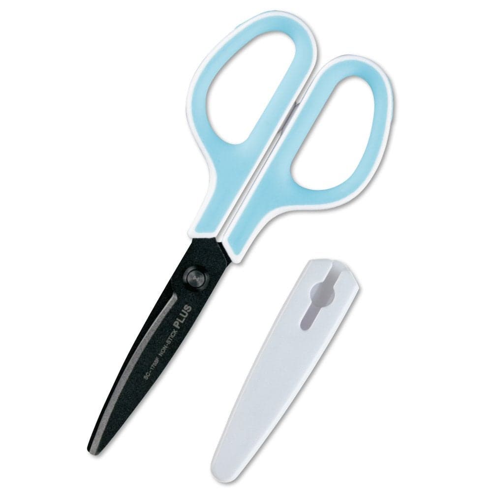 Plus Scissors SC175SF Fit Cut Curved Fluorine Coated Memory Foam Grip WhiteBlue 34516
