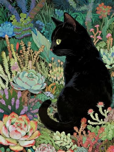 Bulerrylulu 5D Diamond Painting Kit for AdultsBlack Cat Diamond Art Kit Diamond Dot SetsGem Painting by Number Kit for Adults Beginners Home Wall Decor 118x157Inches cat