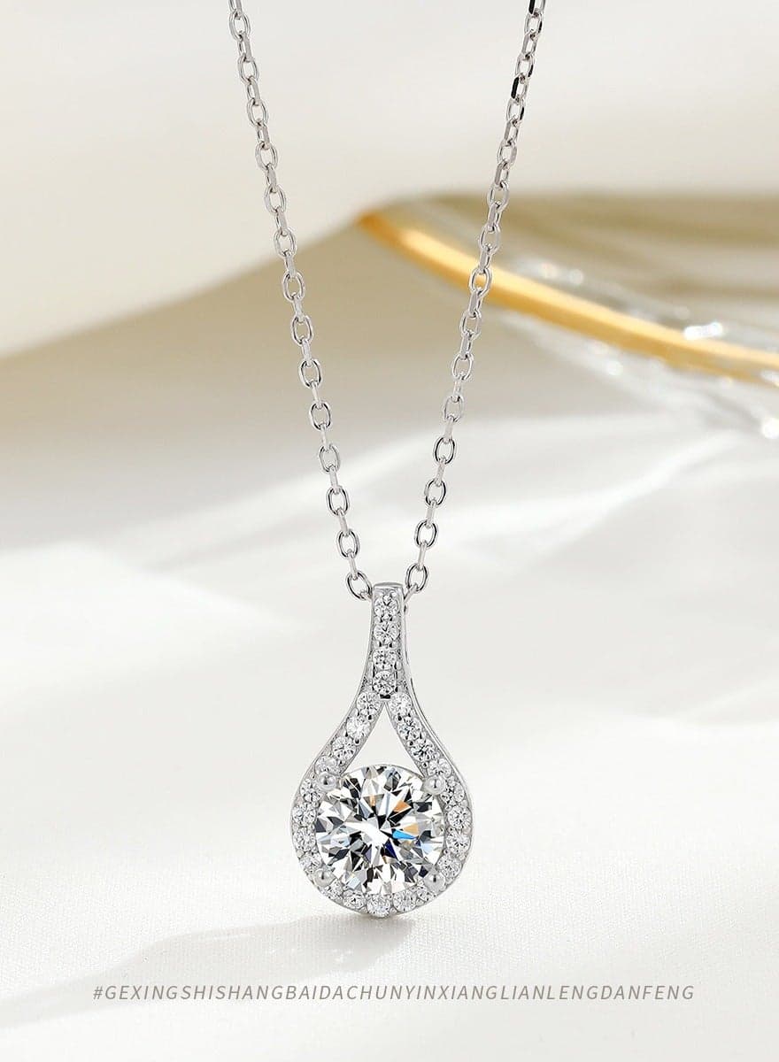 S925 Necklace Gift For Wife Women'S Sterling Silver Pendant Jewelry Wedding Anniversary Birthday Gift For Mother Pendant Necklace Simple High-End Personality Clavicle Chain (Style 34)
