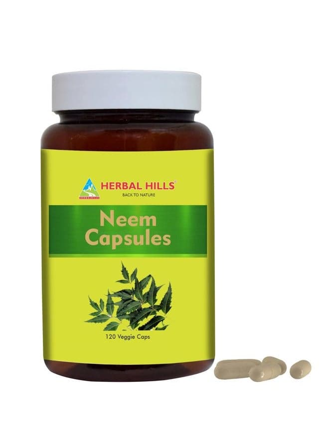 Neem Capsules 120 Vegie Capsules Neem Leaf Azadirachta Indica 700 mg Powder and Extract Blend in a Capsule