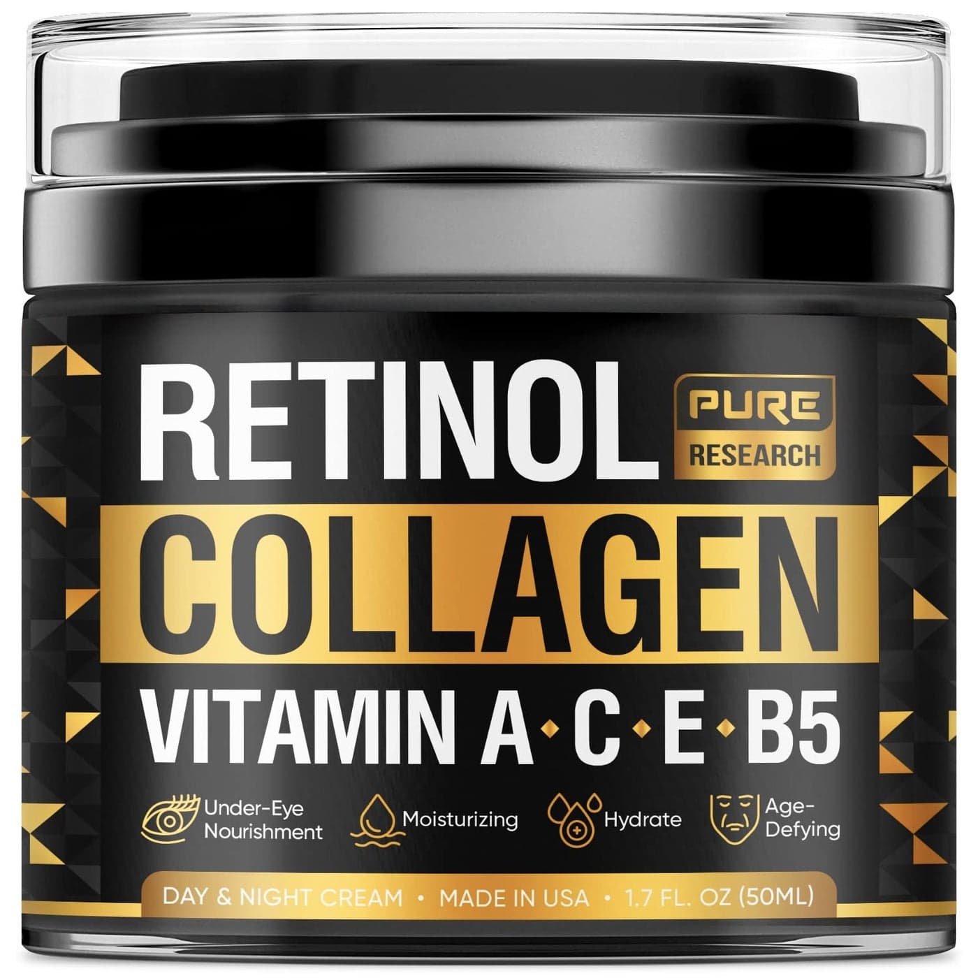 Retinol Face Cream Natural AntiWrinkle Cream AntiAging Facial Moisturizer with Collagen Hyaluronic Acid Hydrate Renew and Protect Your Skin 17oz