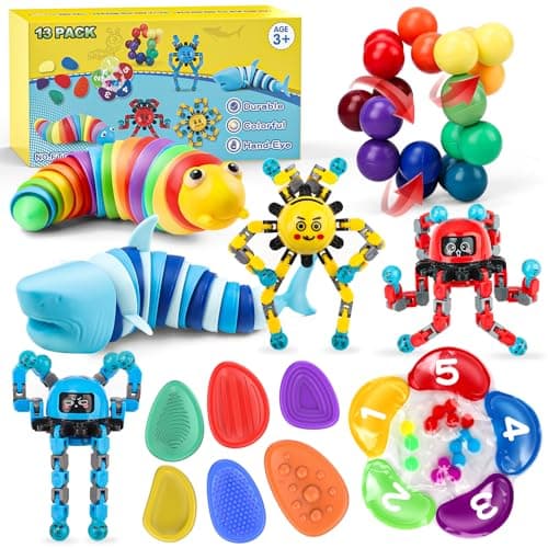 Hepoasky Fidget Sensory Toys for Kids Adults with Autism ADHD 13 Pack Anxiety Relief Items Toy Fun Classroom Prize Travel Toys Stress Relief Toy Gifts Party Favors for Kids