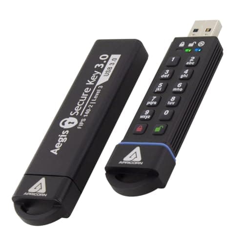 Apricorn 30GB Aegis Secure Key FIPS 140-2 Level 3 Validated 256-bit Encryption USB 3.0 Flash Drive (ASK3-30GB)