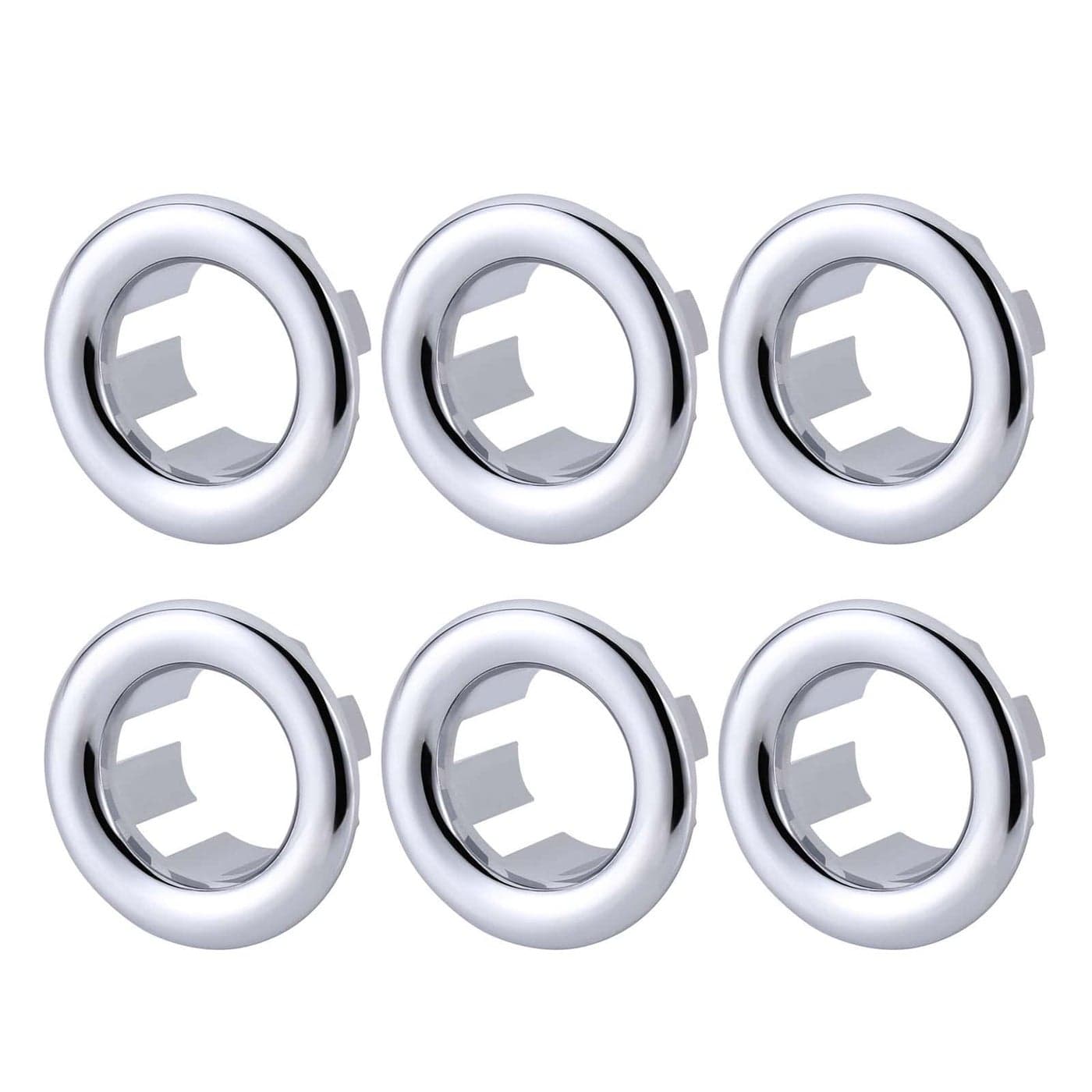 ARCORA 6 Pack Sink Overflow Ring Bathroom Kitchen Sink Basin Trim Overflow Cover Hole Insert Cap Chrome