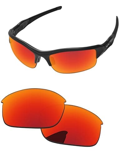 PapaViva Replacement Lenses for Oakley Flak Jacket OO9008 63mm Sunglass Fire Red Nonpolarized